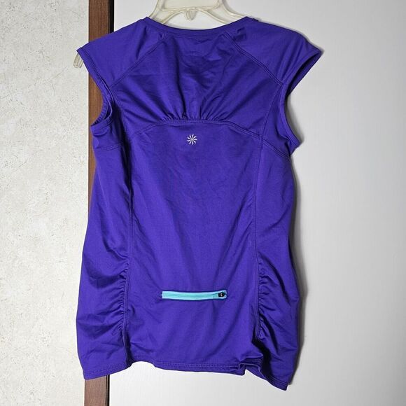 Athleta Intrepid Cap Sleeve Sun Shield  Purple Short Sleeve Top Size Small Tide - Picture 5 of 6